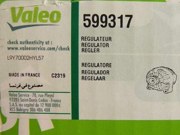 REGLER VALEO 12V MERCEDES SPRINTER 2.1 / VITO 2.2 CDI 599317 - Image 2
