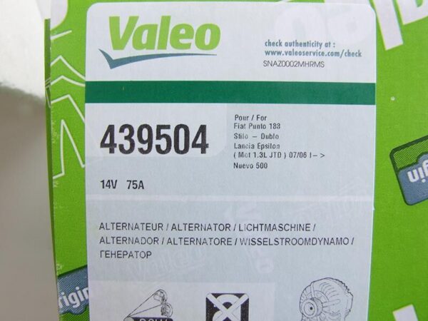 ALTERNATOR VALEO 12V 75A OPEL ASTRA H MERIVA / ALFA MITO 1.3 CDTI - Image 6